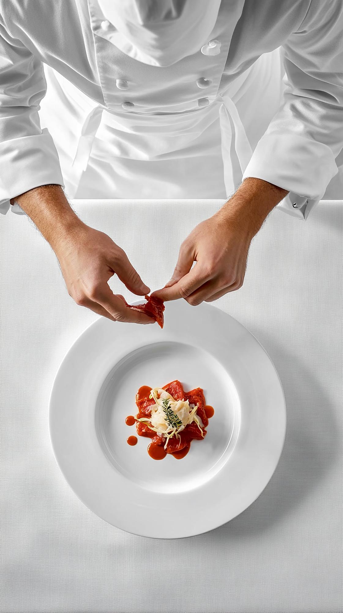 Chef bereitet regionales Gericht zu